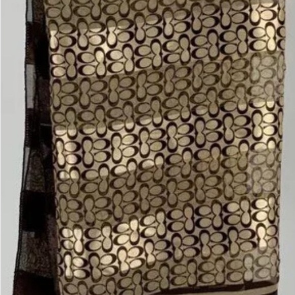 Coach Brown and Cream Signature Print Silk Scarf - Picture 6 of 6